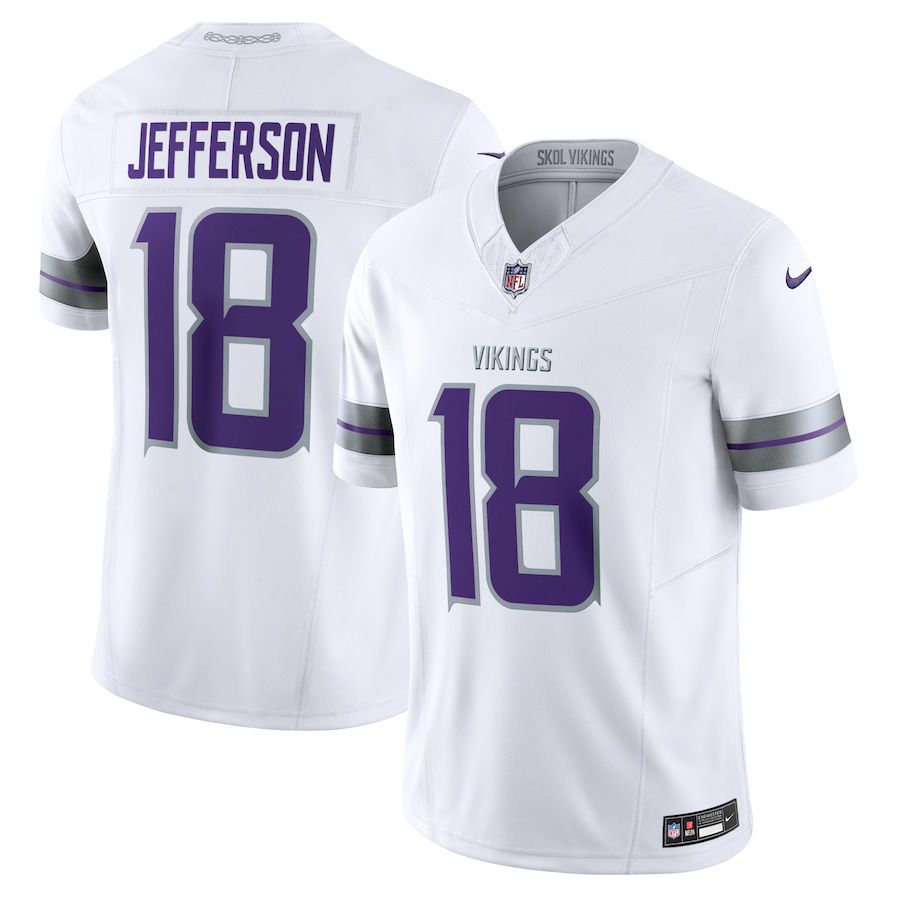 Men Minnesota Vikings #18 Jefferson White Nike Limited Alternate NFL Jersey